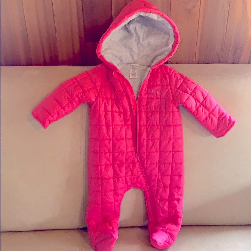 EUC Little Me Hot pink 3-6M downfilled onesie
